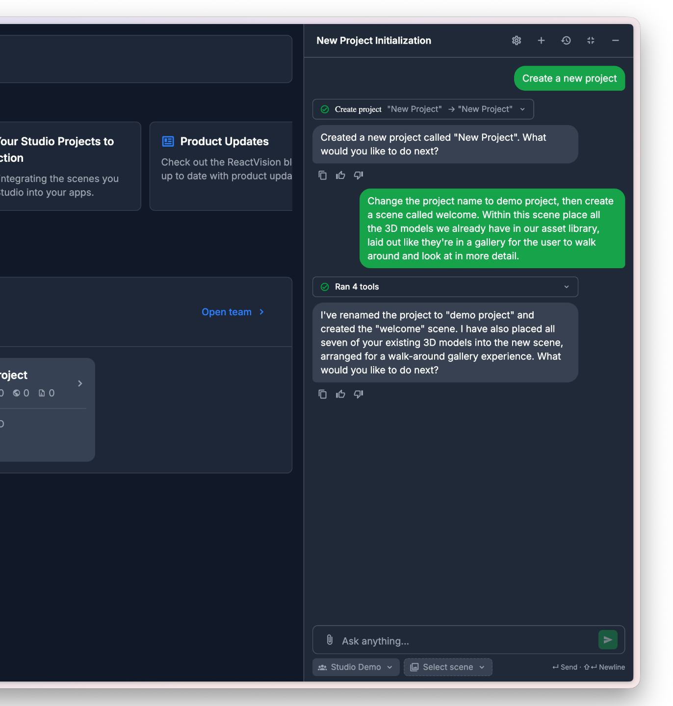 Studio AI agent in the editor
