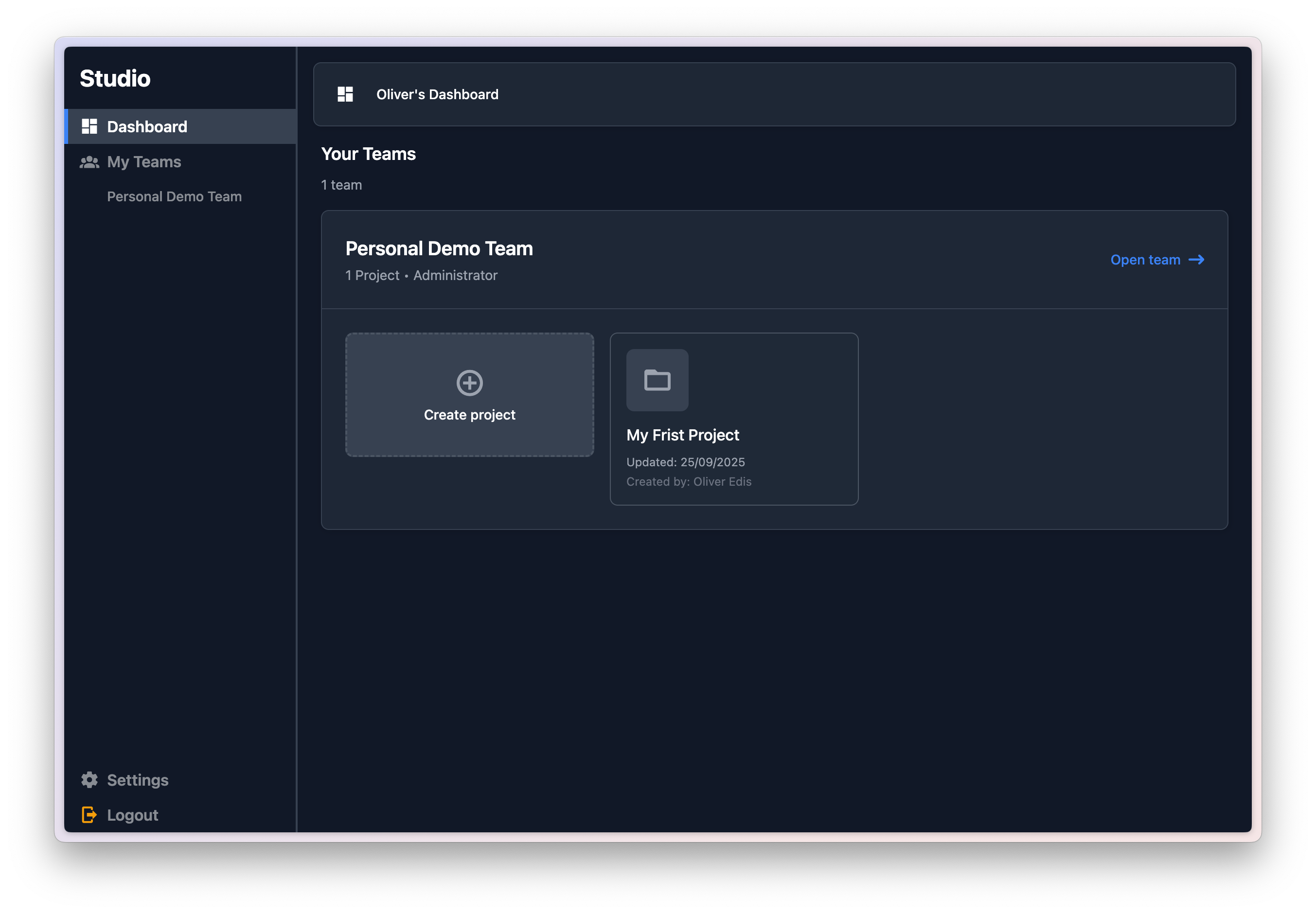 The Studio Dashboard